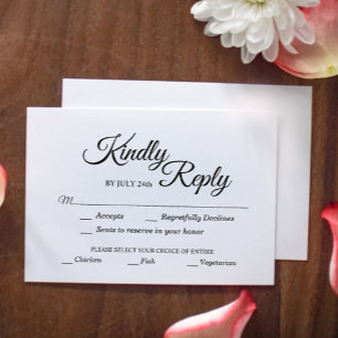 Einfache Auswahl an kalligraphischen Gerichten in  RSVP Karte