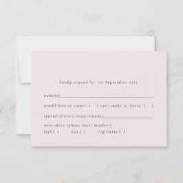 Einfache Auswahl an rosafarbenen, hellrosa Mehlspe RSVP Karte