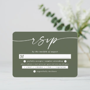 Einfache Auswahl an Solid Monstera Green Wedding M RSVP Karte