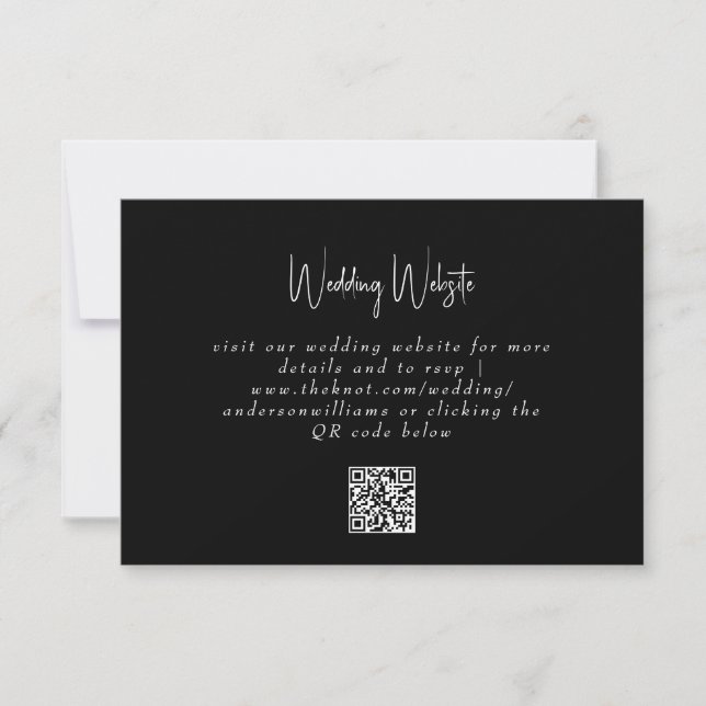 Einfache B/W QR Code Website RSVP Card (Vorderseite)