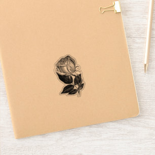 Einfache B&W Rose Sketch Vinyl Cut-Out Sticker Dec