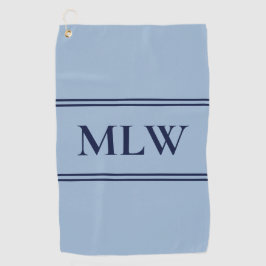 Einfache Baby Blue und Dunkel Blue Monogram Vorlag Golfhandtuch