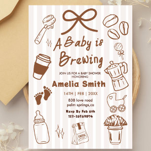 Einfache Baby Brauerei Doodle Kaffee Babyparty I Einladung