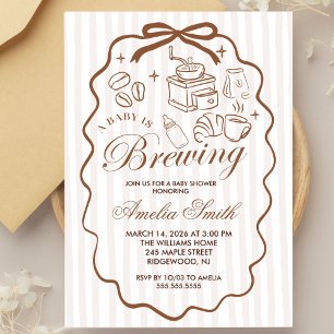 Einfache Baby Braut Doodle Kaffee Baby Shower I Einladung