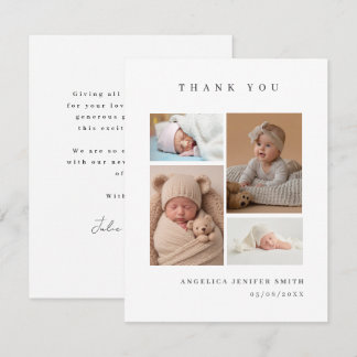 Einfache Baby-Dankeskarten mit 3 Fotos Einladung