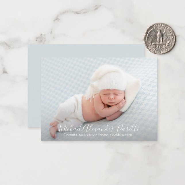 Einfache Baby Foto-Geburtserklärung Mitteilungskarte (Vorderseite/Rückseite Beispiel)