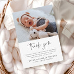 Einfache Baby Foto Geburtsstunde Danke Karte<br><div class="desc">Eine Simple Baby Foto Birth Stats Dankeschön Card mit handgeschriebenen Skripten und minimaler Typografie. Klicken Sie auf die Schaltfläche Bearbeiten,  um dieses Dankeschön-Template mit Ihren eigenen Details und Foto anpassen.</div>