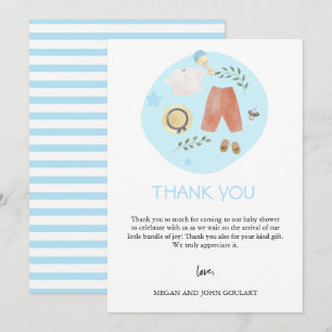 Einfache Baby Kleidung Blue Baby Dusche Dankeskarte