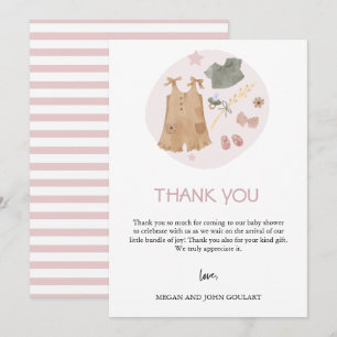 Einfache Baby Kleidung Pink Baby Dusche Dankeskarte