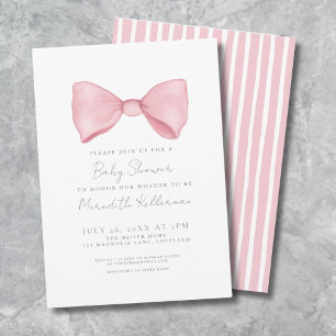 Einfache Baby-Party mit rosa Schleife Einladung