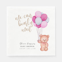 Einfache Baby Wait Bear Pink Ballon Babydusche