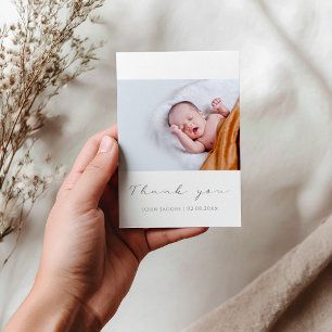 Einfache Babydusche Foto Dankeschön Karte