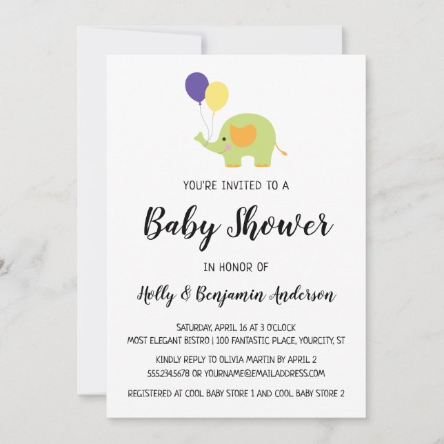 Einfache Babydusche mit Balloons Einladung (Vorderseite)