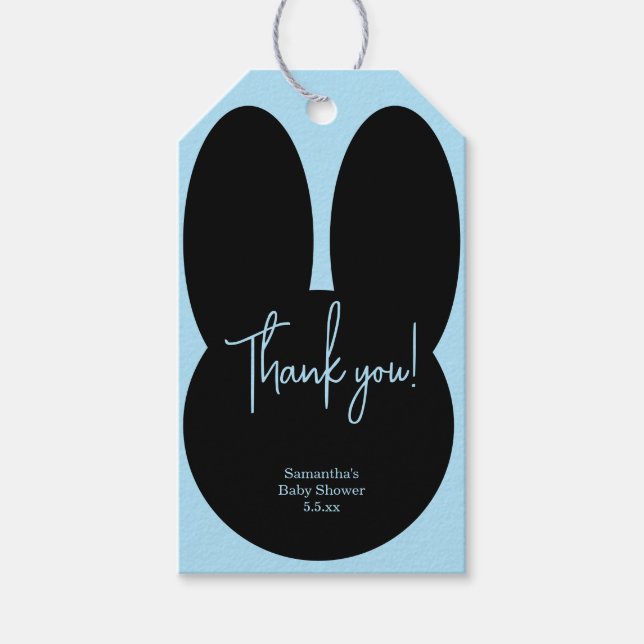 Einfache Babydusche Rabbit vielen Dank Geschenkanhänger (Vorderseite)