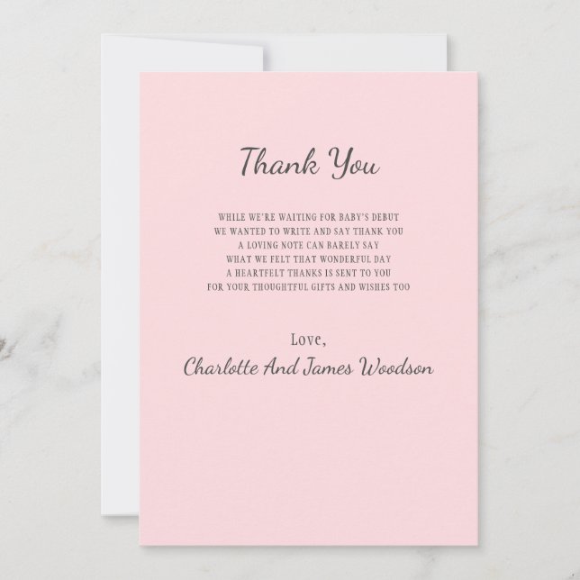 Einfache Babydusche Vielen Dank Dankeskarte (Vorderseite)