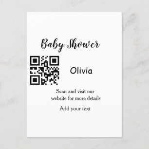 Einfache Babyparty-Website Barcode QR Name hinzufü Postkarte