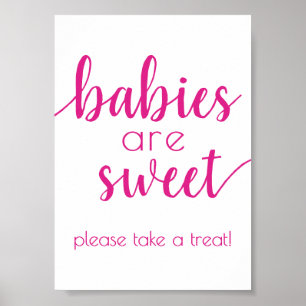 Einfache Babys sind süß   Hot Pink Dusche Zeichen Poster