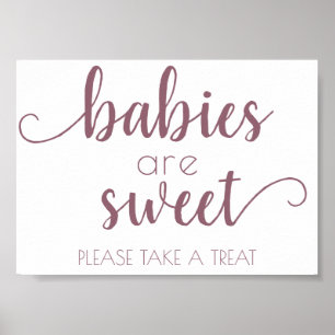 Einfache Babys sind süß   Mauve Pink Dusche Zeiche Poster
