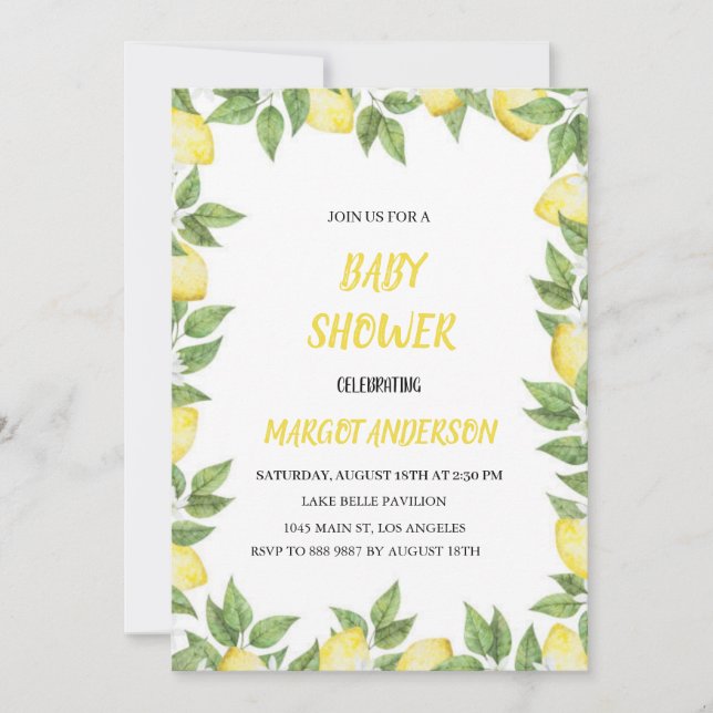 EINFACHE BABYSHOWER-EINLADUNG VON LEMON EINLADUNG (Vorderseite)