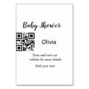 Einfache Babyshower-Website Barcode QR Name hinzuf Tischnummer