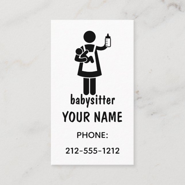 Einfache Babysitter-Visitenkarten Visitenkarte (Vorderseite)