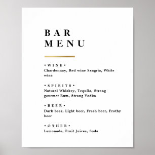 Einfache Bar für Hochzeitsfeiern in Schwarz-Weiß Poster