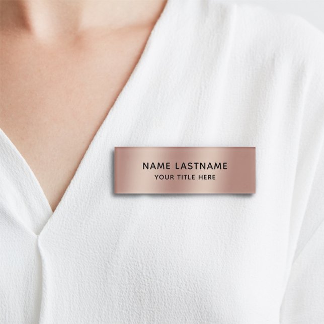 Einfache Basic Minimal Imitate Rose Gold Moderne T Namenschild (Von Creator hochgeladen)