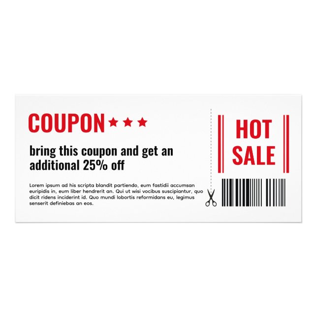 Einfache Basis-HOT-VERKAUF-COUPON mit Bar-Code Werbekarte (Vorne)