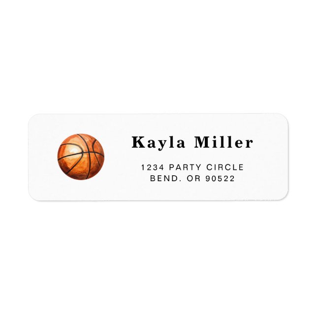 Einfache Basketball-Rücksende-Adressetiketten (Vorne)