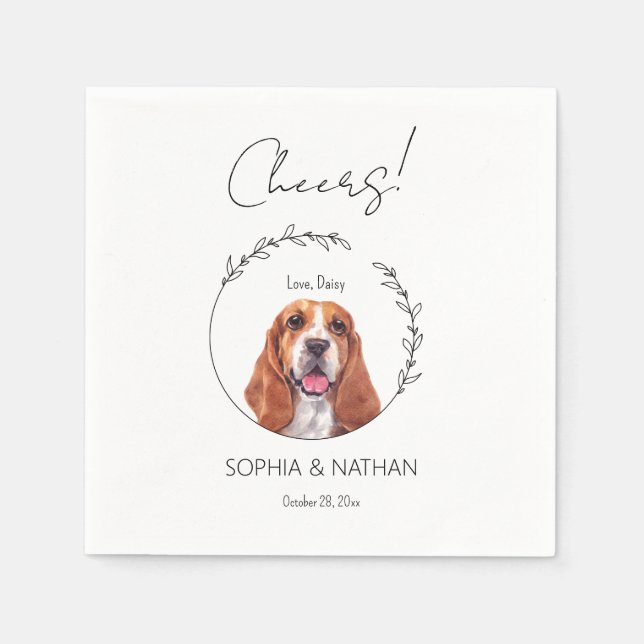 Einfache Basset Hound Hund Hochzeitscocktail Napki Serviette (Vorderseite)