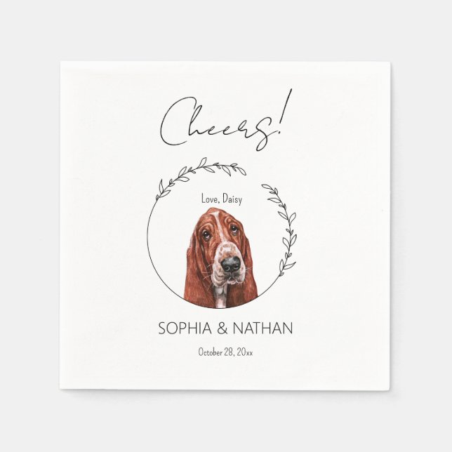 Einfache Basset Hound Hund Hochzeitscocktail Napki Serviette (Vorderseite)