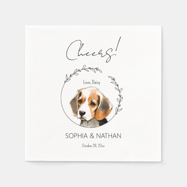 Einfache Beagle Dog Wedding Cocktail Napkins Serviette (Vorderseite)