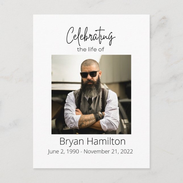 Einfache Beerdigung Beileid Foto Memorial Postkarte (Vorderseite)