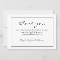 Einfache Beerdigung Black Boarder Danke Karte