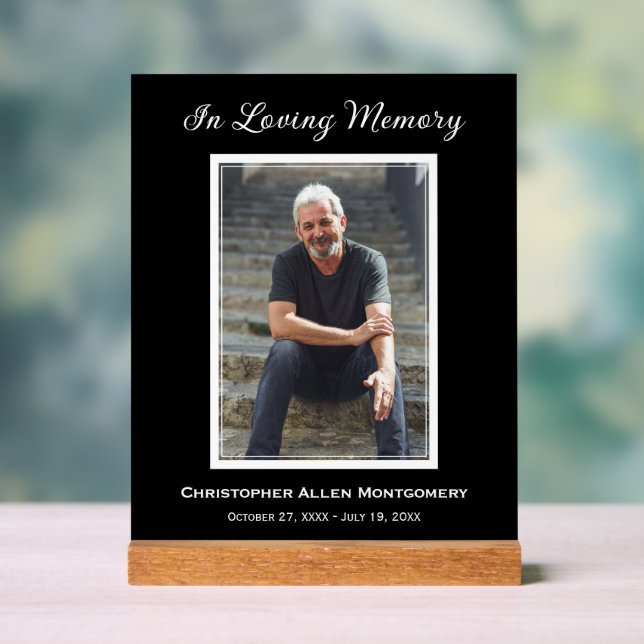 Einfache Beerdigung Foto Beileid Memorial Acrylschild (Neutral)