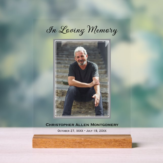 Einfache Beerdigung Foto Beileid Memorial Acrylschild (Neutral)