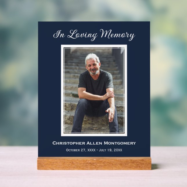 Einfache Beerdigung Foto Beileid Memorial Acrylschild (Neutral)