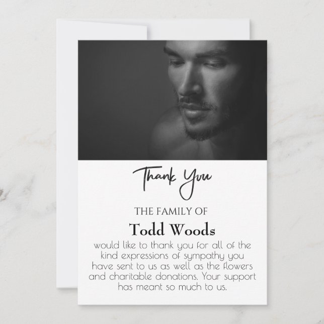 Einfache Beerdigung Foto Danke Karte, Beileid Einladung (Vorderseite)