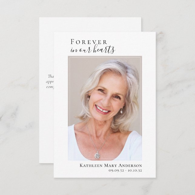 Einfache Beerdigung Foto Dankeschön Karte | BEILEI (Vorne/Hinten)