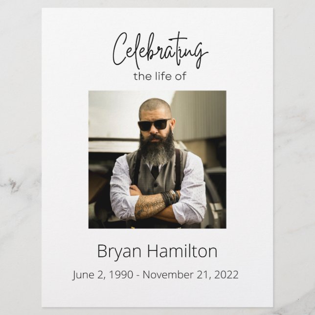 Einfache Beerdigung Foto Feier des Lebens Flyer (Vorne)