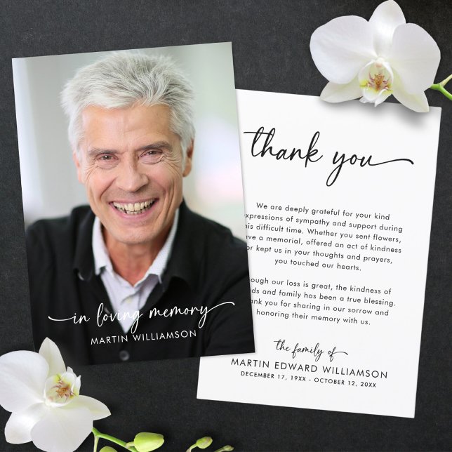 Einfache Beerdigung Foto Script Vielen Dank Dankeskarte (Von Creator hochgeladen)