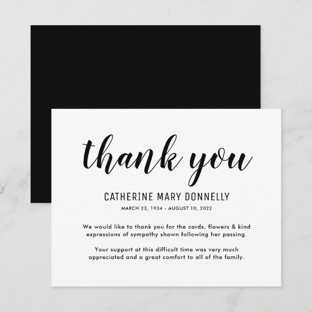 Einfache Beerdigung Vielen Dank Mitteilungskarte (Vorne/Hinten)