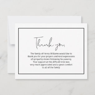 Einfache Begräbniskarte handschriftlich Dankeskarte
