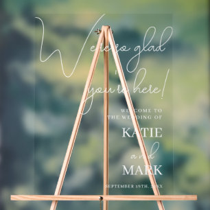 Einfache Begrüßung auf unserem Hochzeitszeichen Acrylschild