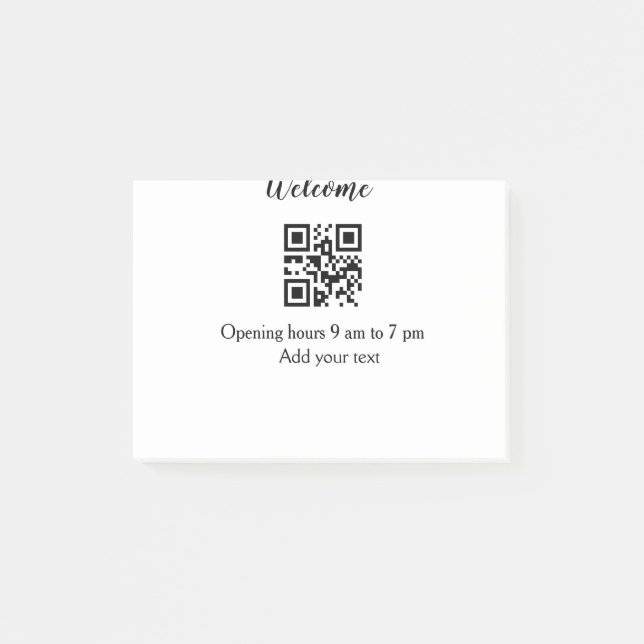 Einfache Begrüßungsöffnung Barcode QR Name hinzufü Post-it Klebezettel (Vorderseite)
