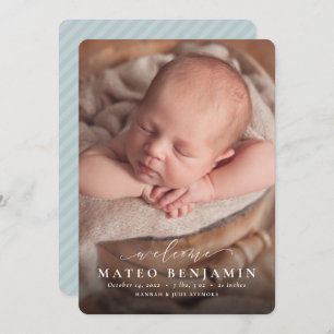 Einfache Begrüßungsskripte - Blaue Geburt des Foto Ankündigung