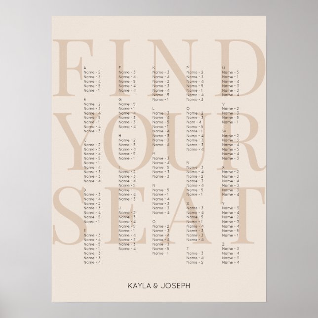 Einfache Beige Alphabetische Seekartensignatur Poster (Vorne)