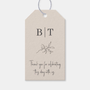 Einfache Beige Bride und Groom Initialen Vielen Da Geschenkanhänger