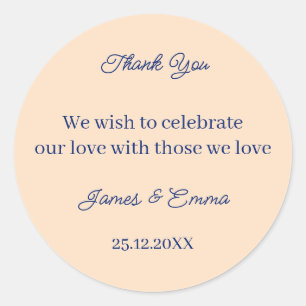 Einfache Beige Custom Wedding Runder Aufkleber