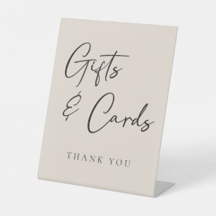 Einfache Beige Elegante Hochzeitsgeschenke und Kar Sockelschild